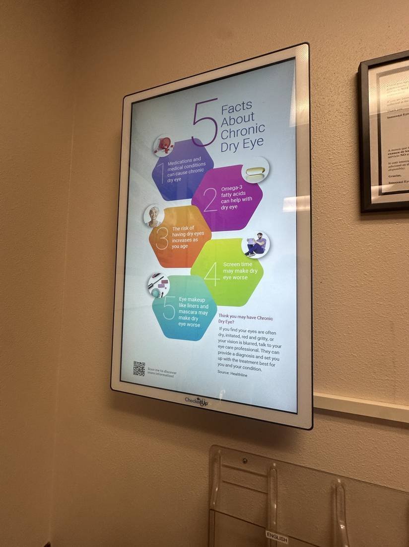 Wall-mounted display in a clinical office setting
