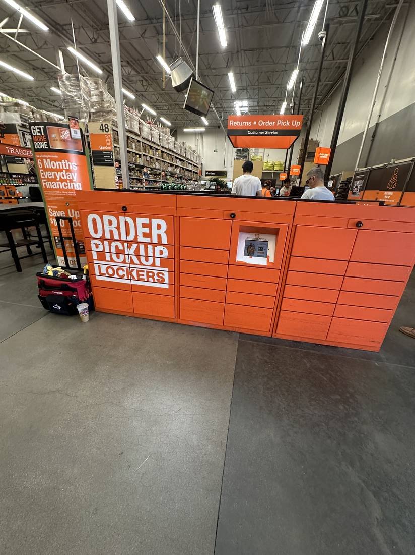 Retail order pickup lockers installed in store