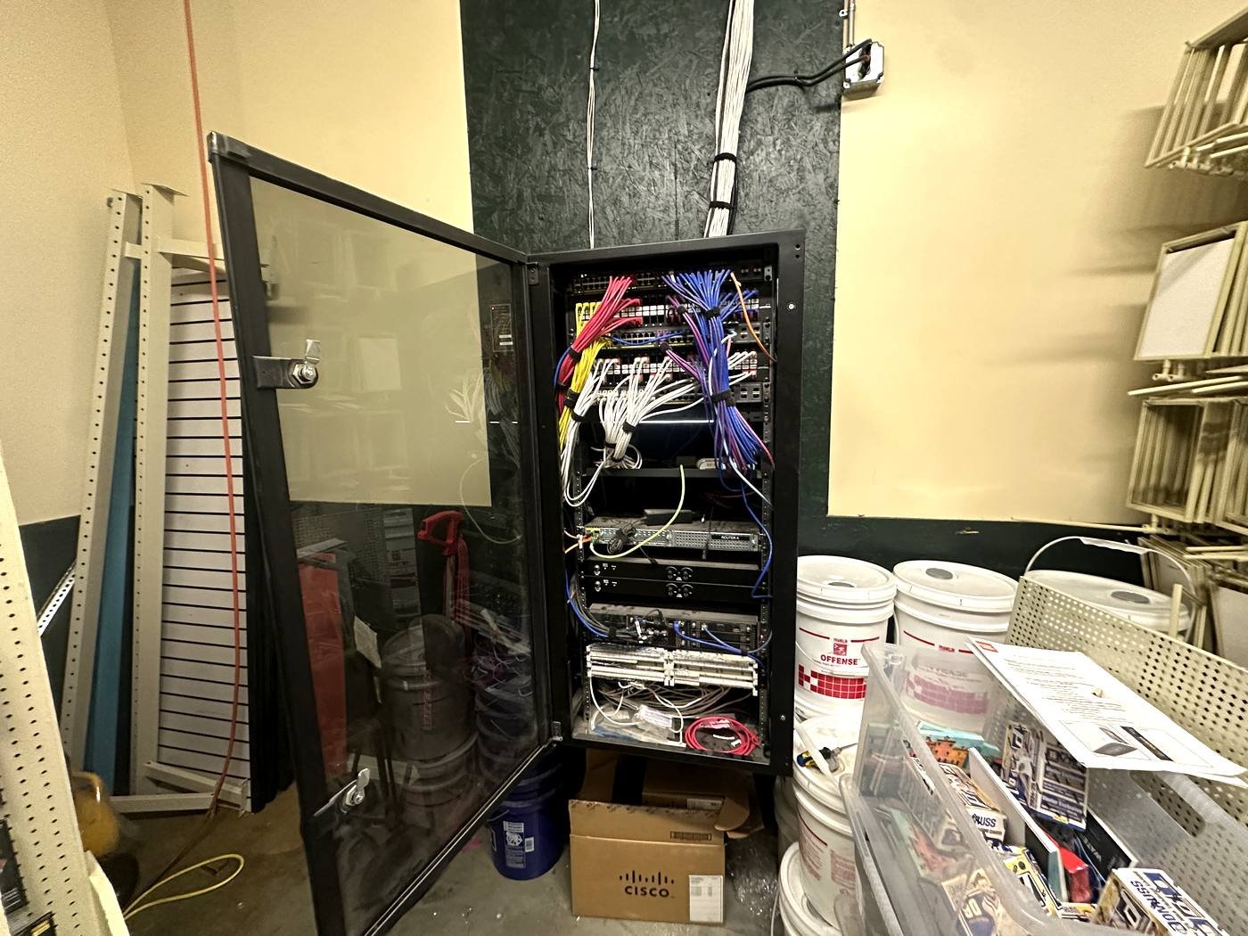 Terminated and labeled network rack
