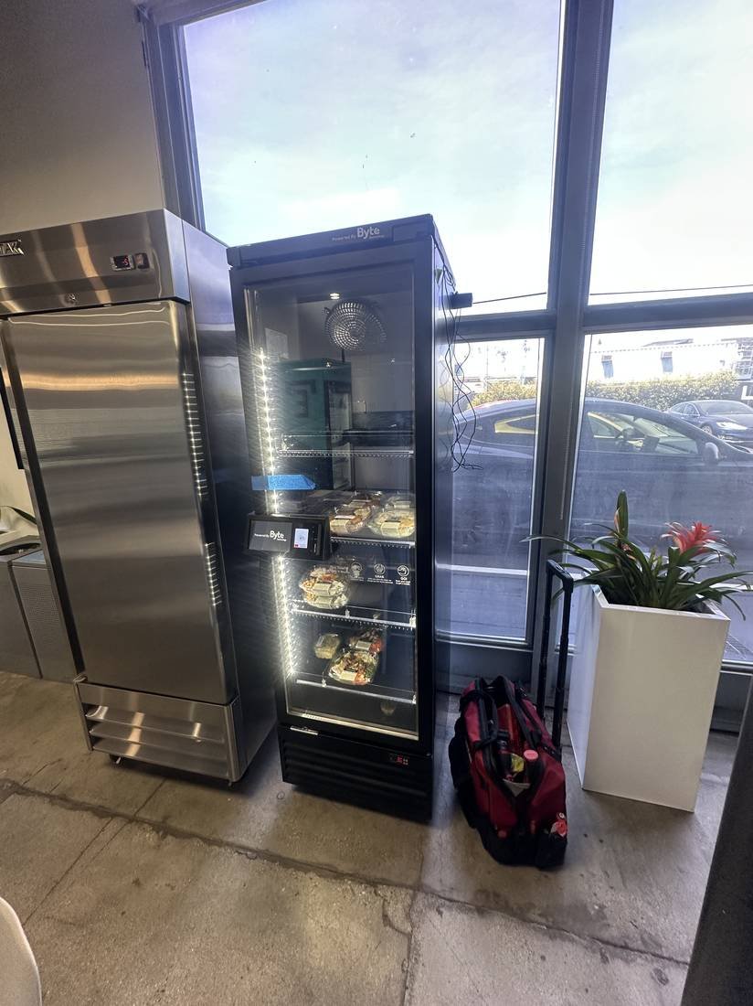 Refrigerated unattended retail units serviced on site